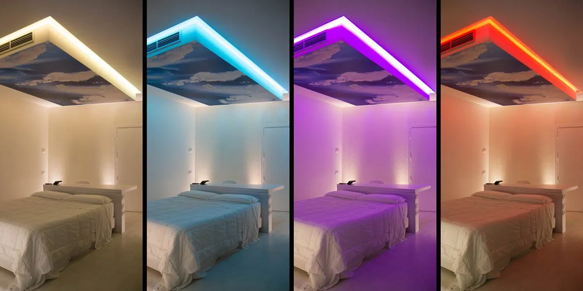 Quattro camere da letto con le luci colorate