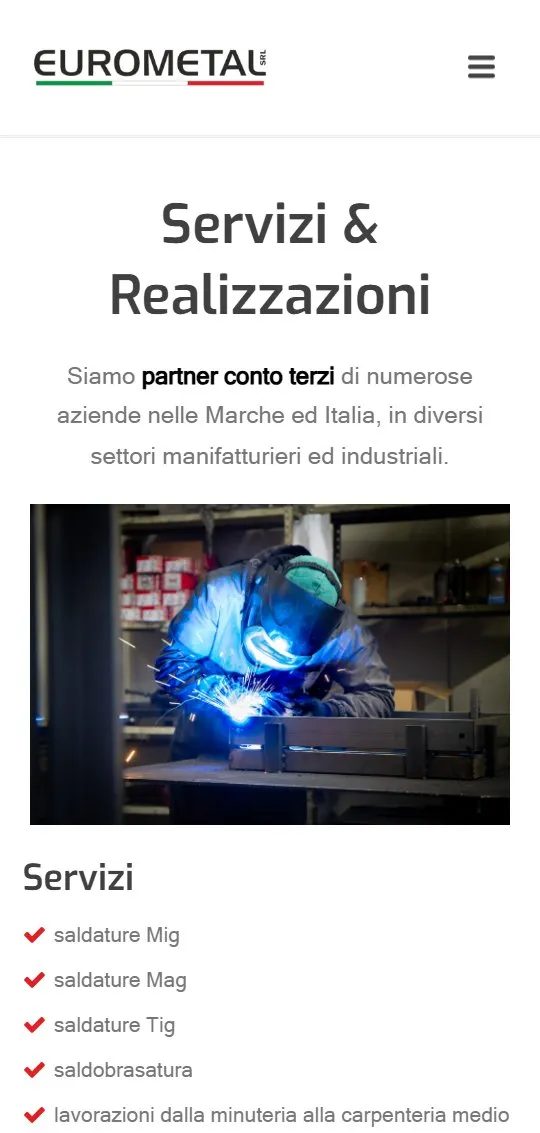 Il sito di Eurometal Jesi sul telefono