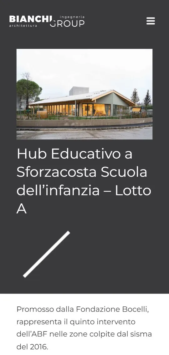 Il sito di Bianchi Group sul telefono