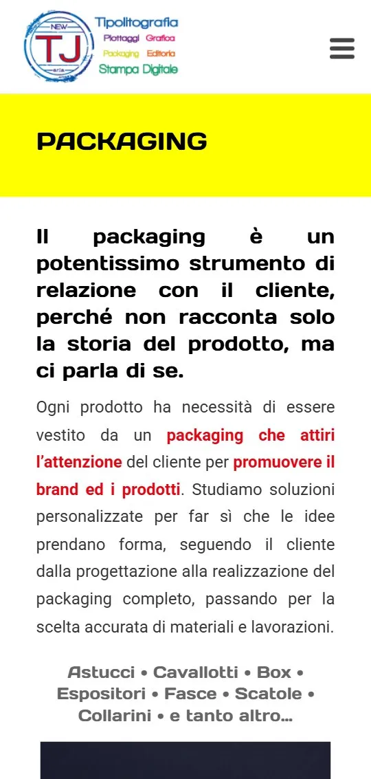 Il sito di Tipografia NewTJ sul telefono