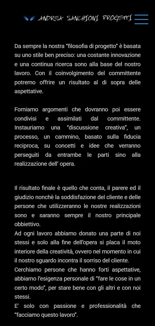 Il sito di Andrea Sanchioni sul telefono
