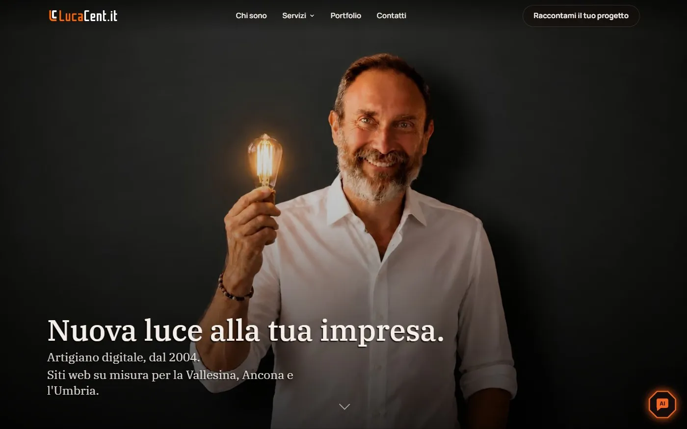 La home page di lucacent.it su un portatile
