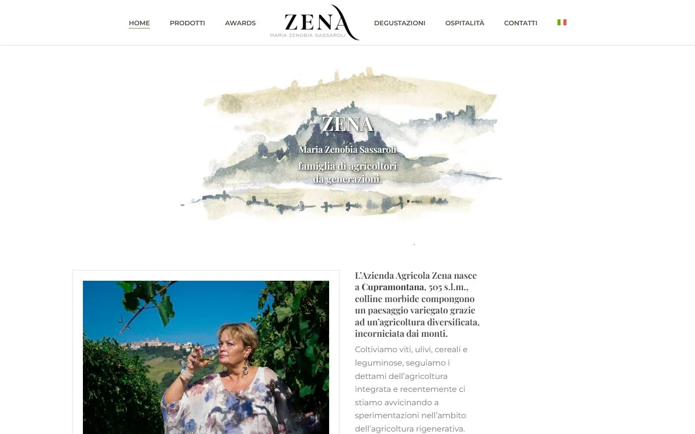 Il sito di Zena Vini su un portatile